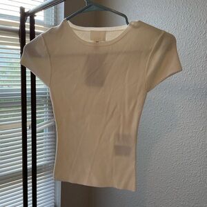 H&M Cream Fitted Cap Sleeve T-Shirt